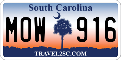 SC license plate MOW916