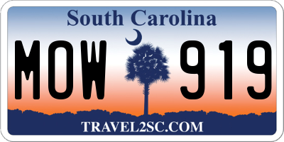 SC license plate MOW919