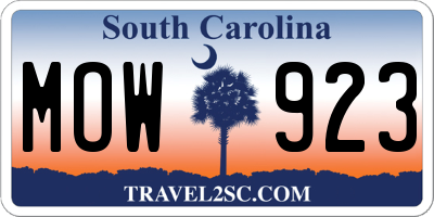 SC license plate MOW923