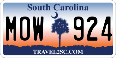SC license plate MOW924