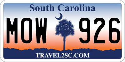 SC license plate MOW926