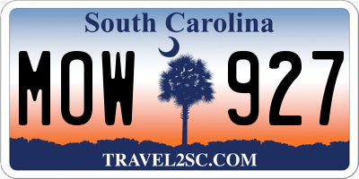 SC license plate MOW927