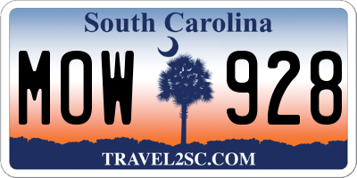 SC license plate MOW928