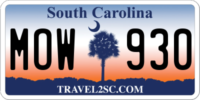 SC license plate MOW930