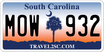 SC license plate MOW932
