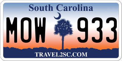 SC license plate MOW933