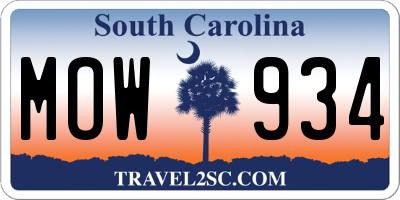 SC license plate MOW934