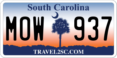 SC license plate MOW937