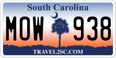 SC license plate MOW938