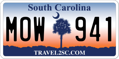 SC license plate MOW941