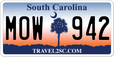 SC license plate MOW942