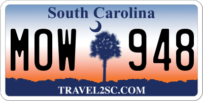 SC license plate MOW948