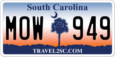 SC license plate MOW949
