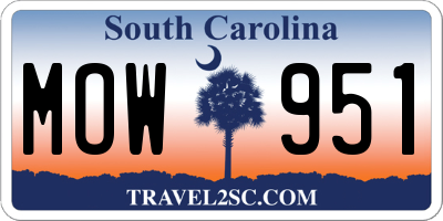 SC license plate MOW951