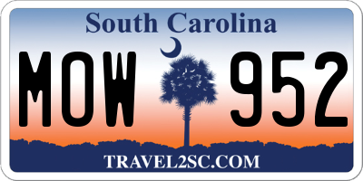 SC license plate MOW952