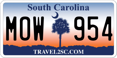 SC license plate MOW954