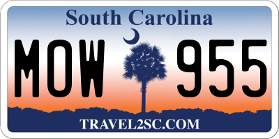 SC license plate MOW955