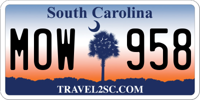SC license plate MOW958