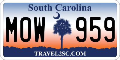 SC license plate MOW959