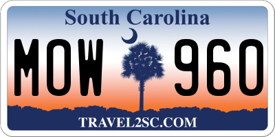 SC license plate MOW960