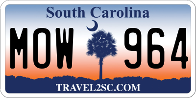 SC license plate MOW964