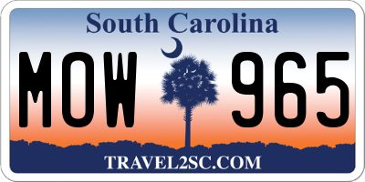SC license plate MOW965