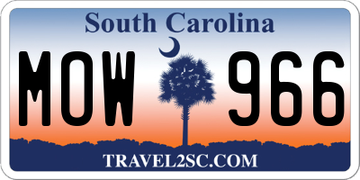 SC license plate MOW966