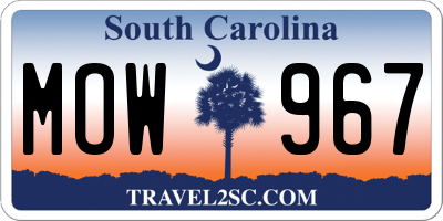 SC license plate MOW967