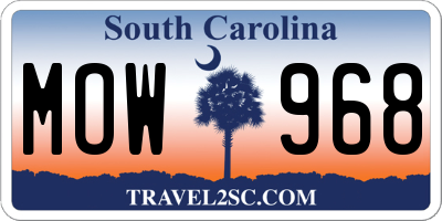 SC license plate MOW968