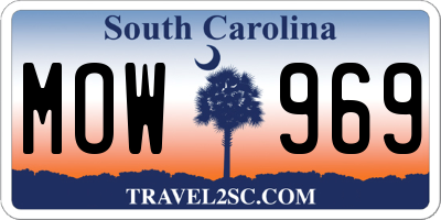 SC license plate MOW969