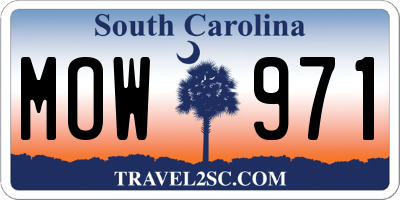 SC license plate MOW971