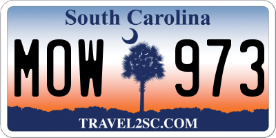 SC license plate MOW973