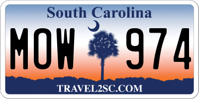 SC license plate MOW974