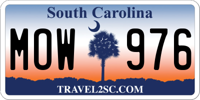 SC license plate MOW976