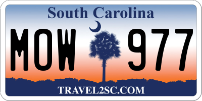 SC license plate MOW977