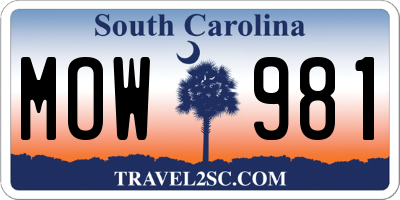 SC license plate MOW981