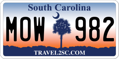 SC license plate MOW982