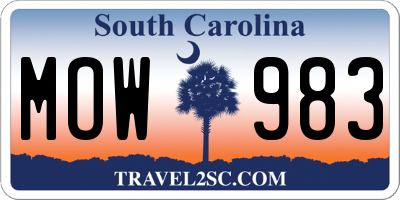 SC license plate MOW983