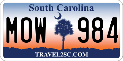 SC license plate MOW984