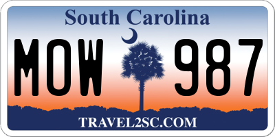 SC license plate MOW987