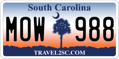 SC license plate MOW988