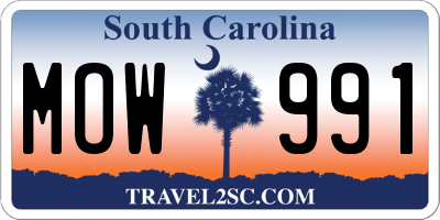 SC license plate MOW991