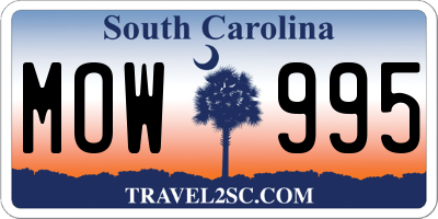 SC license plate MOW995