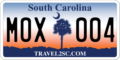 SC license plate MOX004