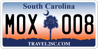 SC license plate MOX008