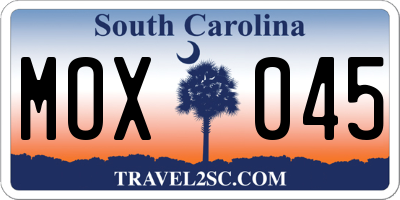 SC license plate MOX045
