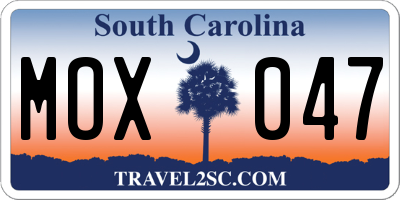 SC license plate MOX047