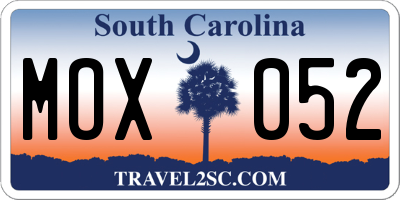 SC license plate MOX052