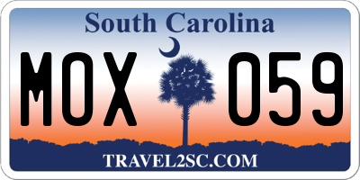 SC license plate MOX059