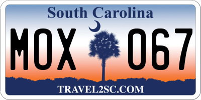 SC license plate MOX067